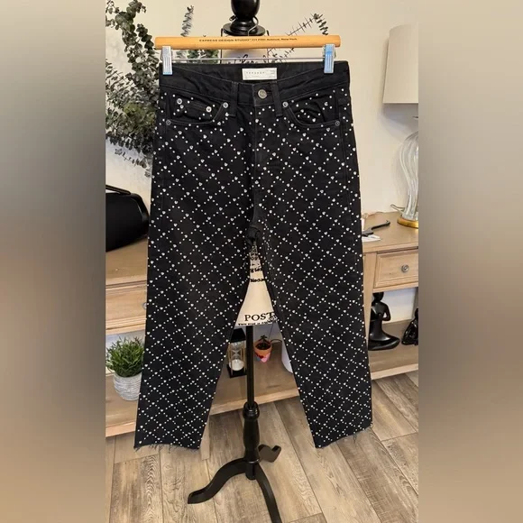 Topshop Black Studded Women's Jeans - Picture 14 of 16